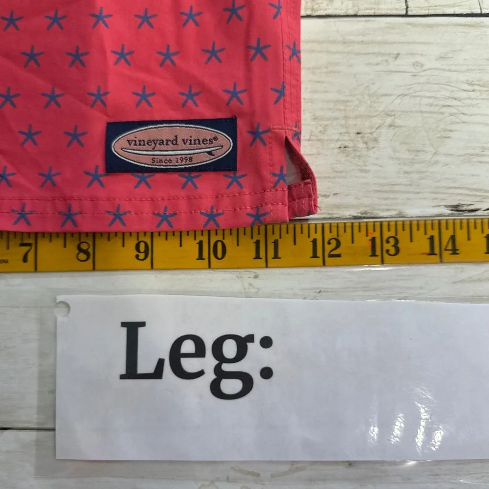 Vineyard Vines Mens Size Swim‎ Trunks Board Shorts XL Pink Starfish Print Mesh